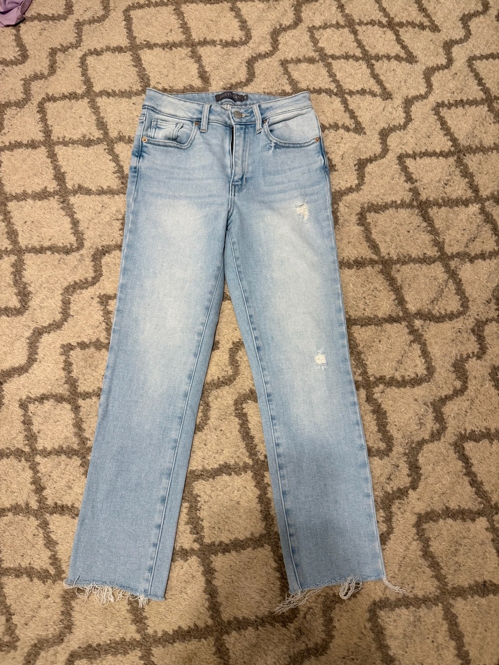 Just USA Light Blue Skinny Jeans with Frayed Hem